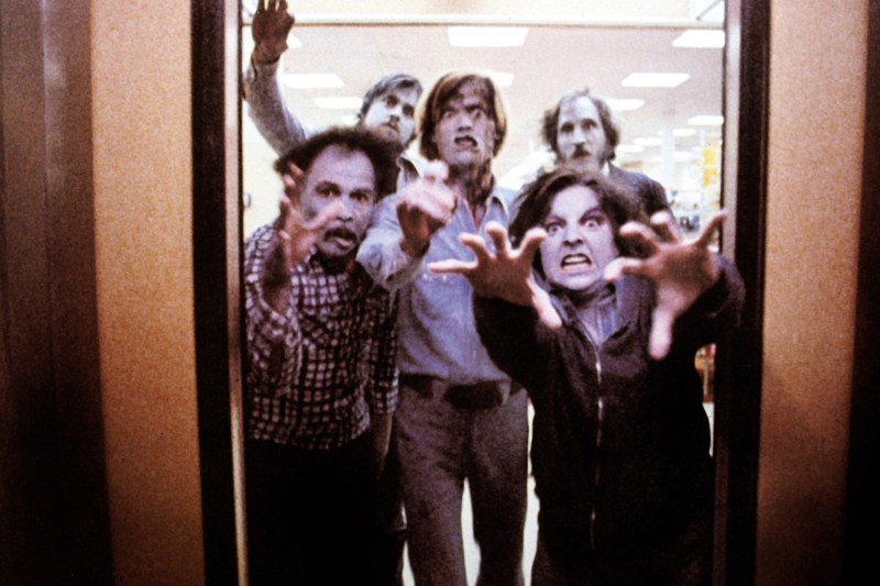Zombies flooding a shopping mall in Dawn of the Dead