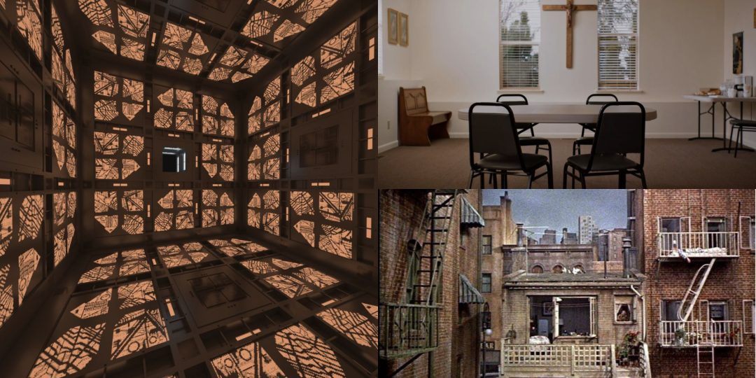 Collage of iconic one-room movies